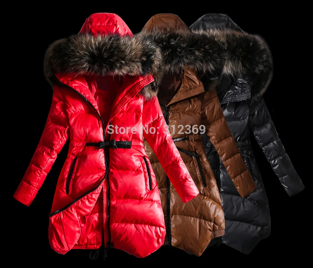 Red Brown Black Winter Jacket Women Down 2015 New Arrival Fashion Brand Lady Coat Fur Collar Warm Parka | Женская одежда