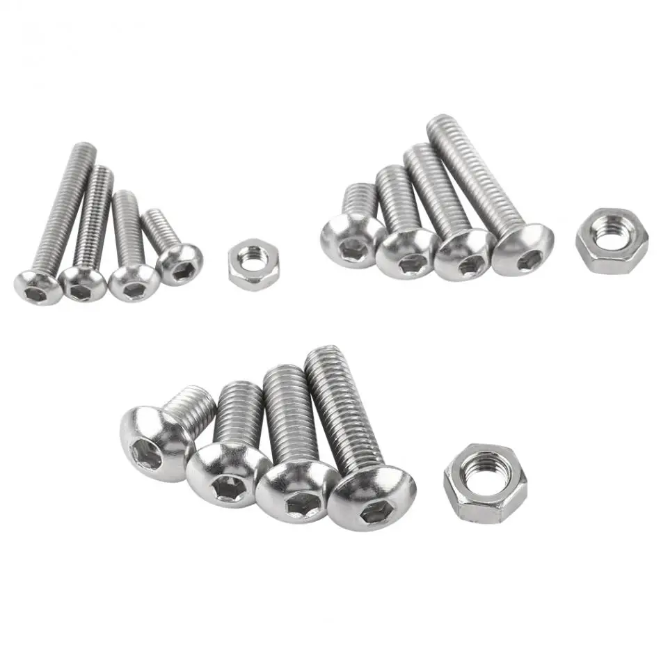 

440pcs Screws and Nuts Set M3 M4 M5 Hex Socket Screws Stainless Steel SS304 Hex Socket Button Head Bolts
