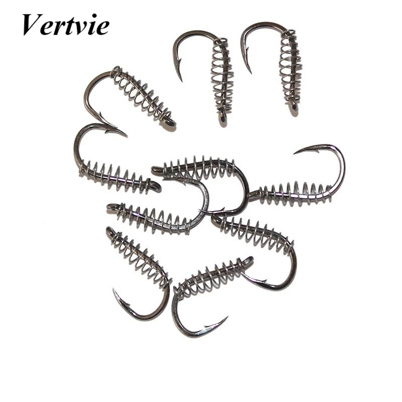 

CALOFE 10 pcs Squid Spring Hook Stainless Steel Fishing Hooks Barbed Swivel Carp Jig Fishhook With Hole For Fishing Tackle 2018