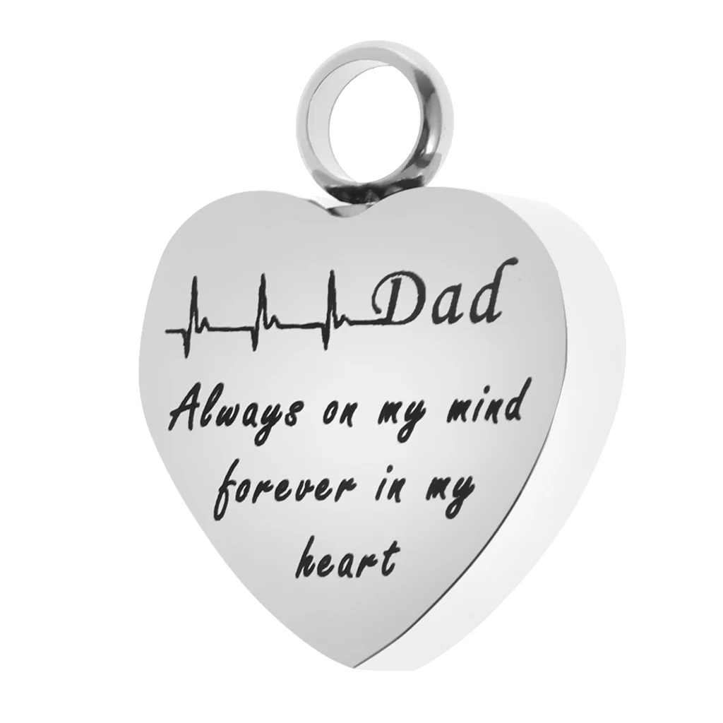 Stainless Steel Lifeline Heartbeat ECG Cremation Urn Pendant Always on My Mind Forever in My Heart Family Memorial Keepsake