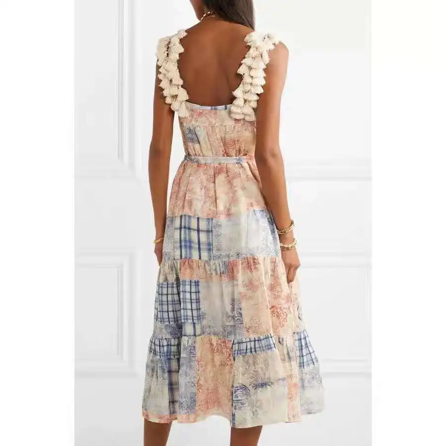 

Summer 2019 New Elegant Colorful Printed Med-long Dress 190506mld02