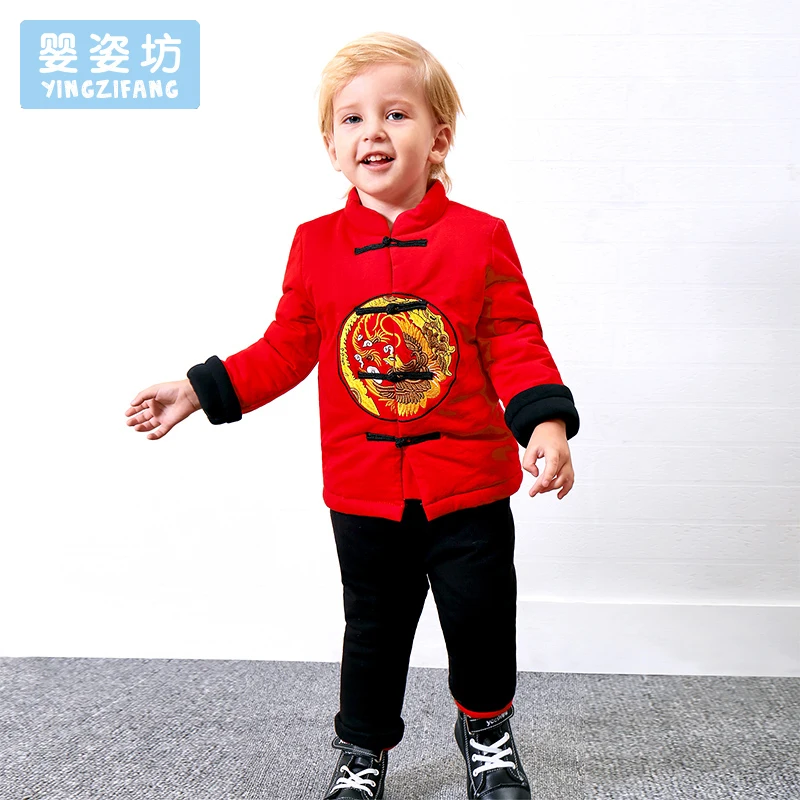 

2017 Autumn Toddler Boys Chinese Baby Suit Cute Style Long Sleeve Clothing Sets Chinese New Year Boys Clothing Children Set