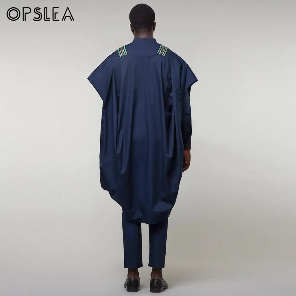 Opslea Дашики Африканский для мужчин принт размера плюс топы и штаны рубашка Agbada комплект из 3 предметов Базен Riche наряд одежда халат вышивка костюмы