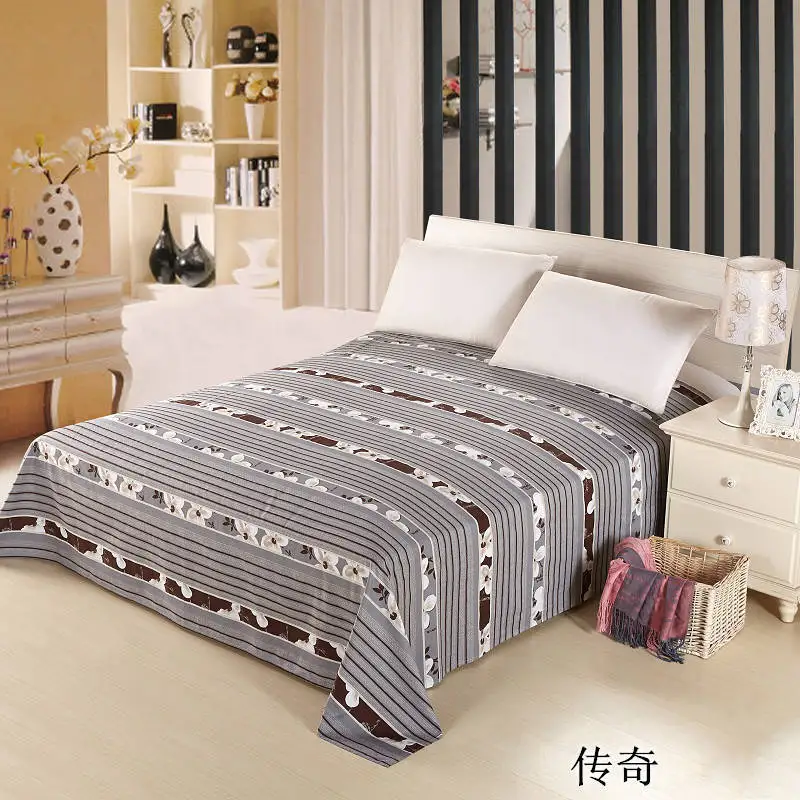 

1pc 100% Cotton Flat sheet Feather Printing Bedding Linens Sanding Bed Sheets the Gift for home