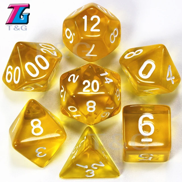 7pc Transparent Dice for Dungeons and Dragons DND RPG MTG D4,D6,D8,D10