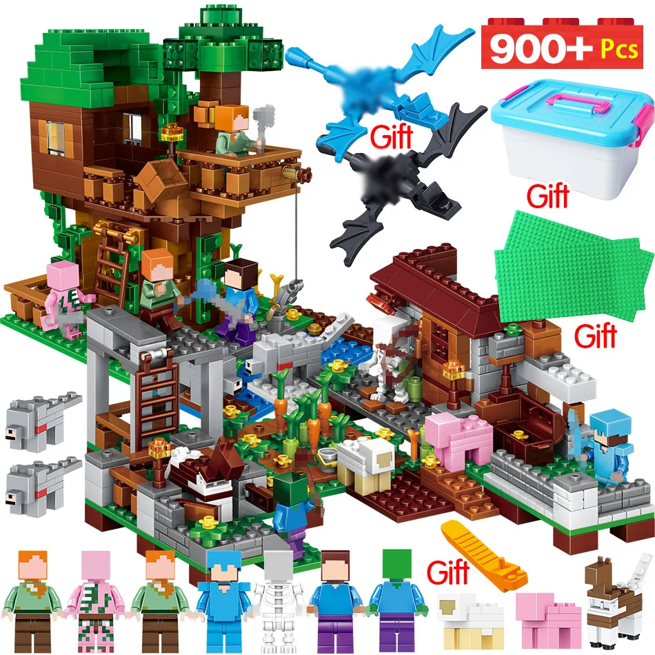 

Technic Building Blocks My World LegoING Minecrafted Sets Village The Tree House Min Kits Figures Educational Toys For Children