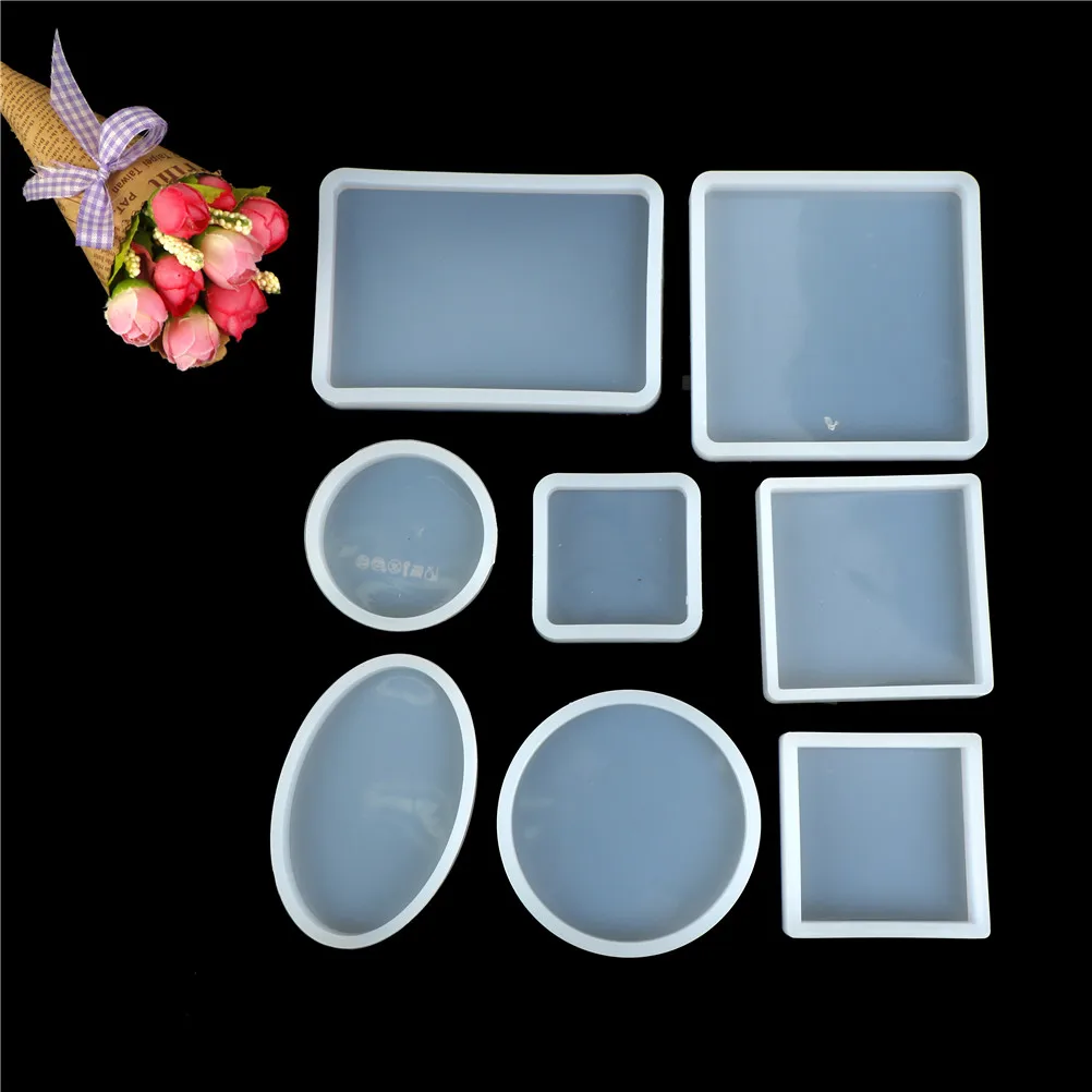 

7Styles Decorative Crystal Transparent DIY Craft Square Round Resin Silicone Book Mould Epoxy Jewelry Making Mold