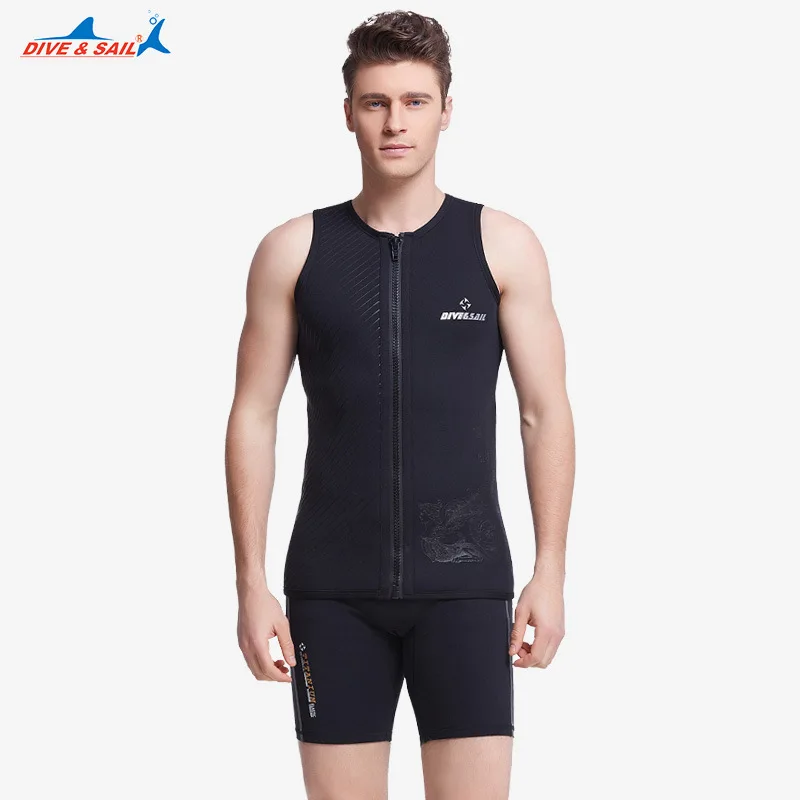 Black 3mm Rubber Neoprene Wetsuit Vest Men Swimwear Swimsuit Set Keep