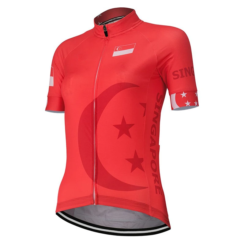

2019 Team Singapore Women Summer Red Cycling Jersey Customized Bike Road Mountain Race Tops Cycling Clothing Breathable