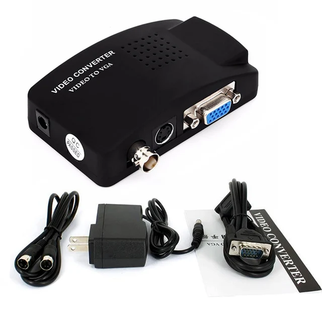 AV TV BNC to VGA Video Converter Video S video to VGA Switch Box Video ...