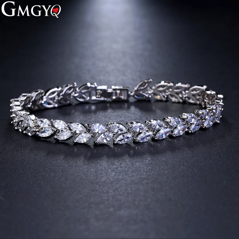 GMGYQ Pulseras Mujer Moda 2018 браслеты с фианитами и листьями для женщин аксессуары банкета