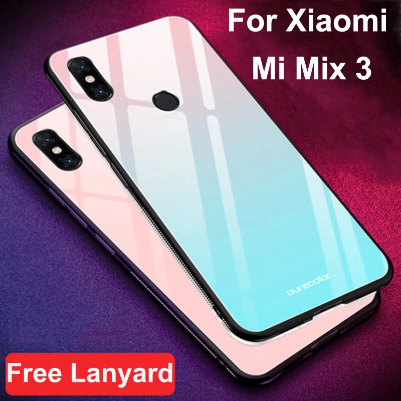 Чехол для Xiaomi mi Mix 3 градиентный чехол из закаленного стекла с мягкими краями 6 39
