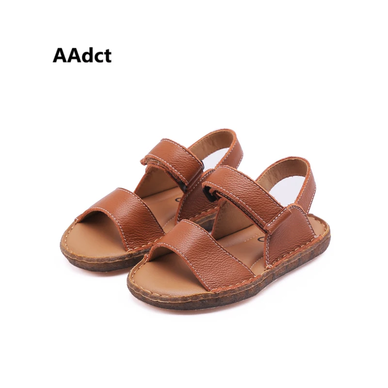 

AAdct 2018 Handmade boys sandals Brand High-quality kids sandals for girls Retro Genuine leather children shoes