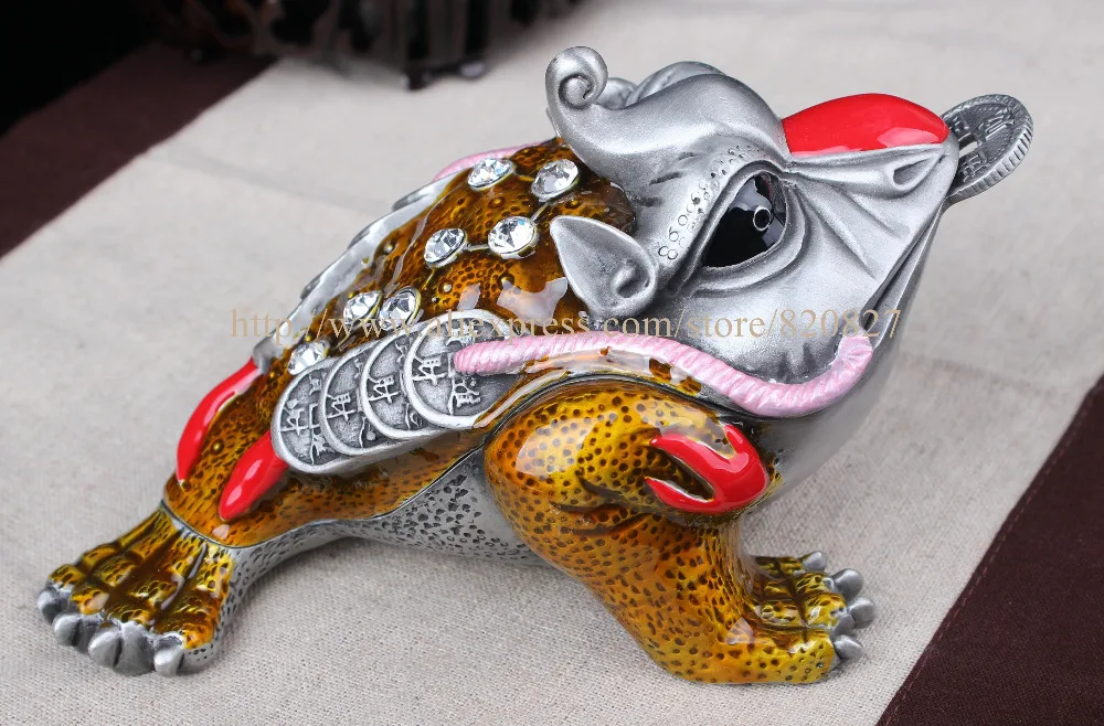 Money Frogs Trinket Box Metal Frog Home Decor Display Feng Shui Money Frog /Money Toad Attract Wealth Frog Statue Figurine