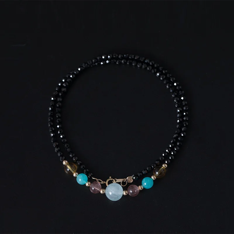 

14K gold natural stone necklace beads natural Spinel jade Amazonite crystal necklace colorful for women natural stone jewelry