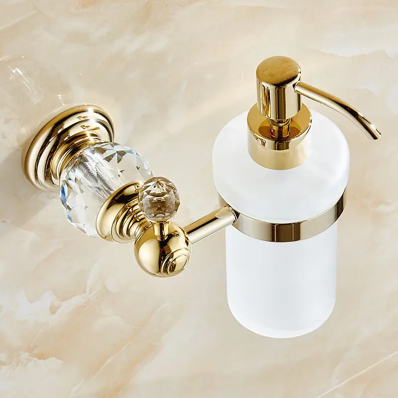 Хромированный Хрустальный жидкости мыло диспенсер ванная комната роскошные серебряные мыло диспенсер включают контейнер из матового стекла бутылка латунь