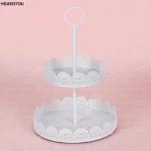 2 яруса поднос для печенья белая кружевная железная подставка под пирожные День рождения Свадебная вечеринка в отеле украшение торта витрина держатель для кекса