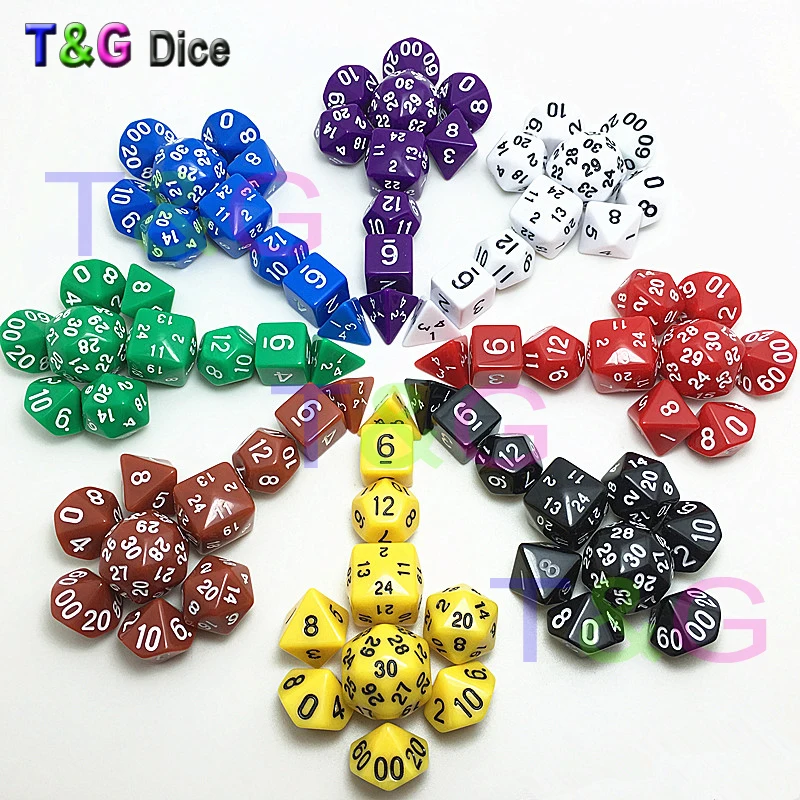 Новый набор игральных костей в 8 цветах d4 d6 d8 3xd10 d12 d20 d24 d30 10 шт. для ролевых игр