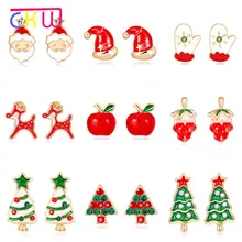 CKW, модные серьги в европейском и американском стиле, ювелирные изделия, Санта Клаус, Рождественская шапка, Рождественская елка, рождественские сережки-гвоздики, полная серия