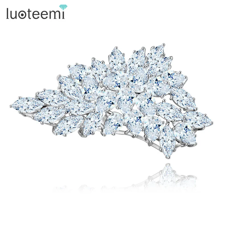 Недорогая винтажная Женская Брошь LUOTEEMI в Корейском стиле с большим цветком и