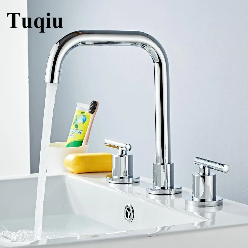 Chrome Finish 8/" Basin Bathroom Faucet Widespread Two-Handle Sink Mixer Tap