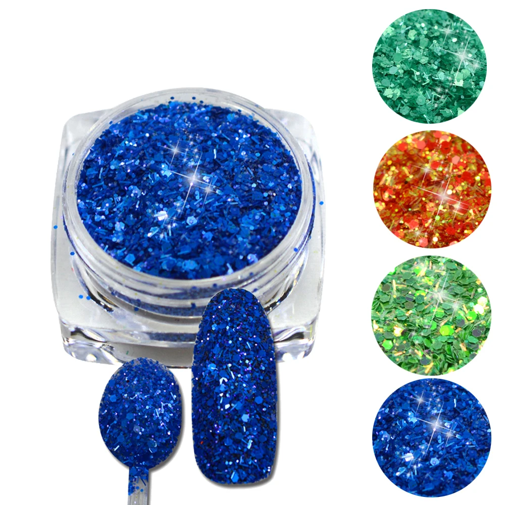 

3g New Nail Art Powder Glitter 3D Cheese Style Sequins Girl Polish Care Beauty Laser Nail Dust Designs DIY Tool JISN33-36