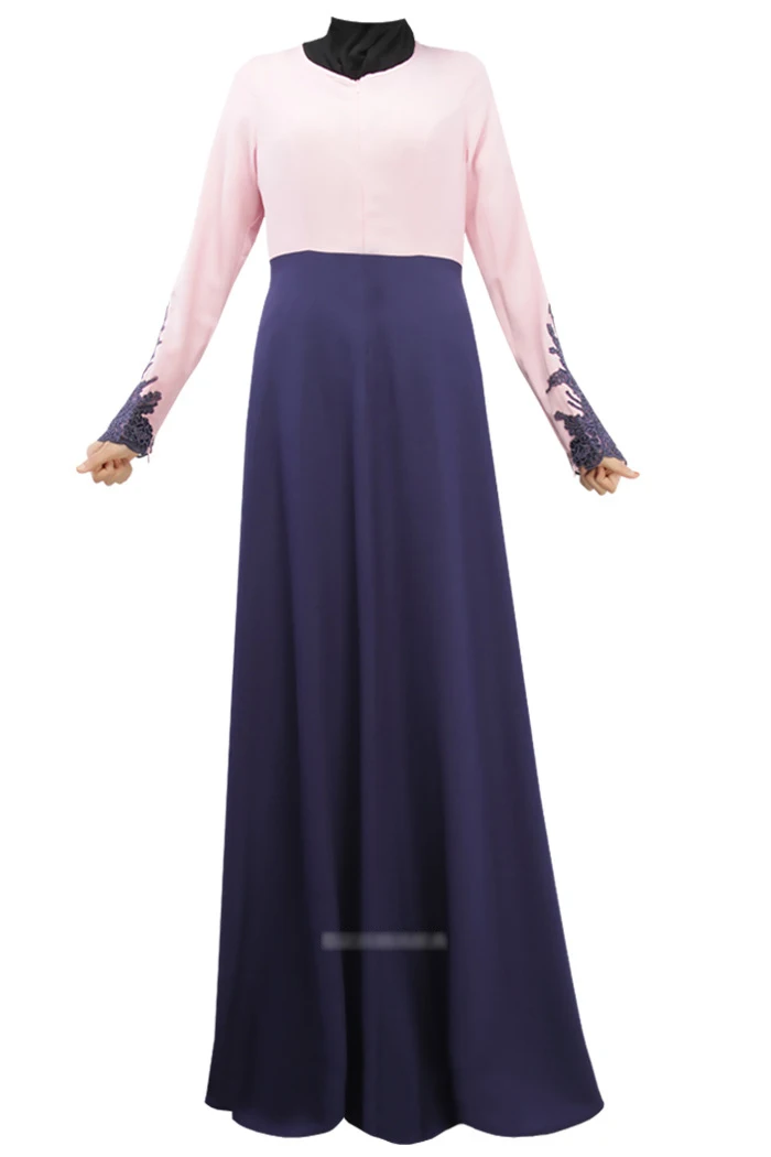 Кружева шить Абая, для мусульман платье Элегантная абайя турецкий Для женщин хиджаб мусульманская одежда Модное Длинное платье плюс Размеры Исламской Костюмы - Цвет: Фиолетовый