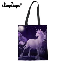 Модная женская сумка на плечо с принтом единорога, Защита окружающей среды, складные сумки для покупок, женская сумка из эко-ткани на заказ