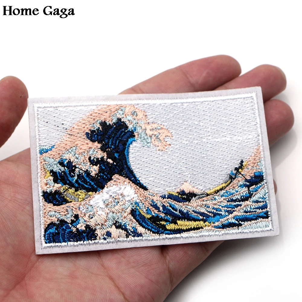 Homegaga The Great Wave off Kanagawa аппликация нашивки наклейки для шитья сумки Джерси одежда para куртка значки Утюг на D0865