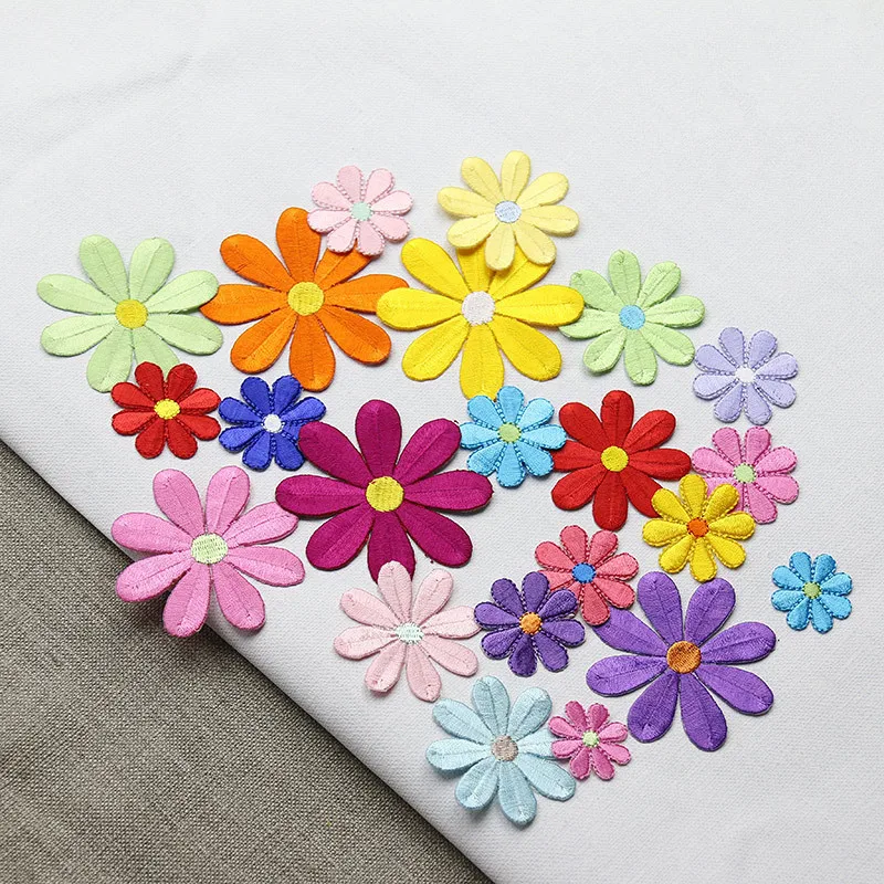

Embroidered Applique Small Flowers Patch Iron On Sew DIY Craft patches for Clothing pants Decor accessories 5 different size