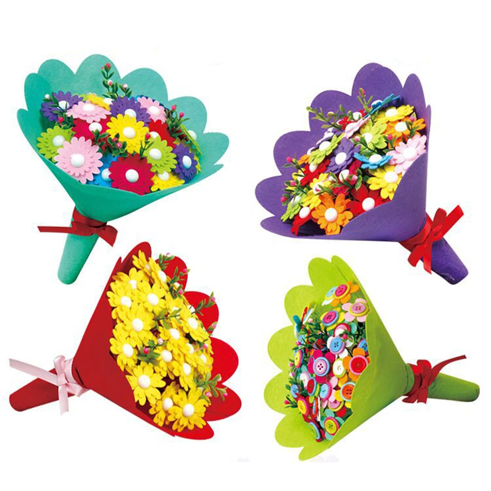 Детские креативные DIY художественные букеты ручной работы набор игрушек для детей DIY Кнопка цветы развивающие игрушки случайный стиль