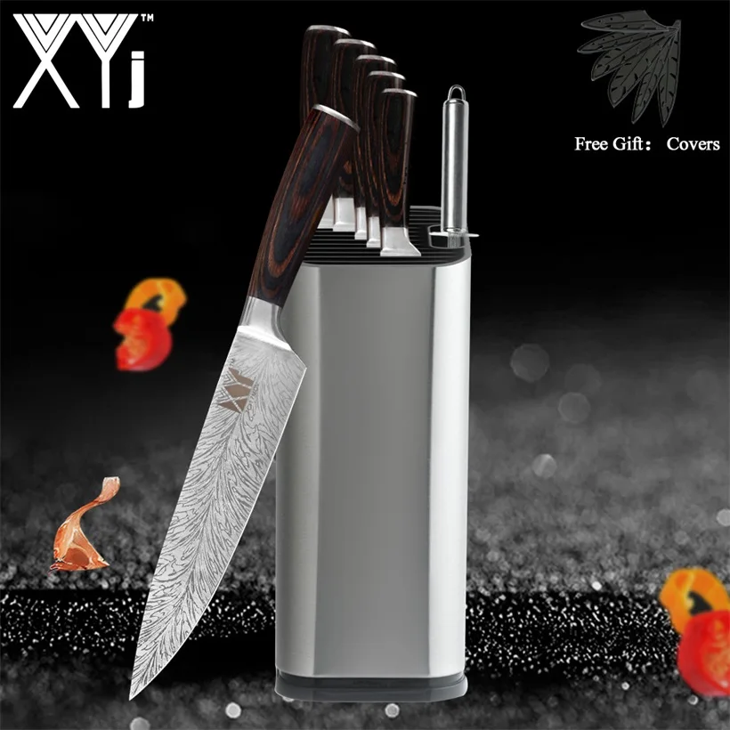XYj набор кухонных ножей из нержавеющей стали набор ножей Бесплатный нож Чехлы оболочка кухонные принадлежности для инструментов Новое поступление - Цвет: 8 Pcs knife set