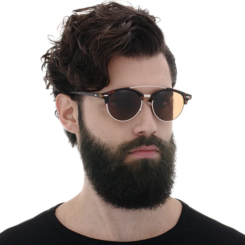 

BARCUR Retro Rivet Classic Luxury Brand Frame Mirrored Round Sunglasses Women Men Sun Glasses oculos de sol feminino