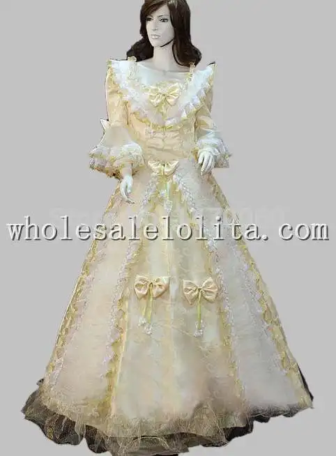 

Golden Royal 18th Century V Neck Rococo Baroque Dress