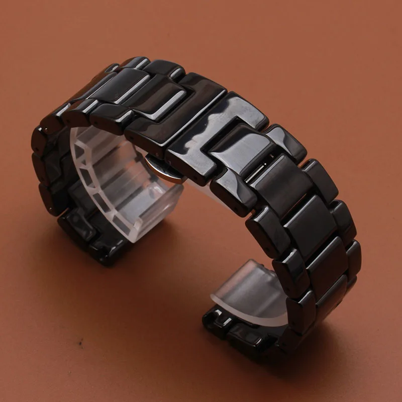 Promotion New replace 22mm Watch Band Ceramic Black Straps for Samsung Gear S3 Classic Butterfly Buckle