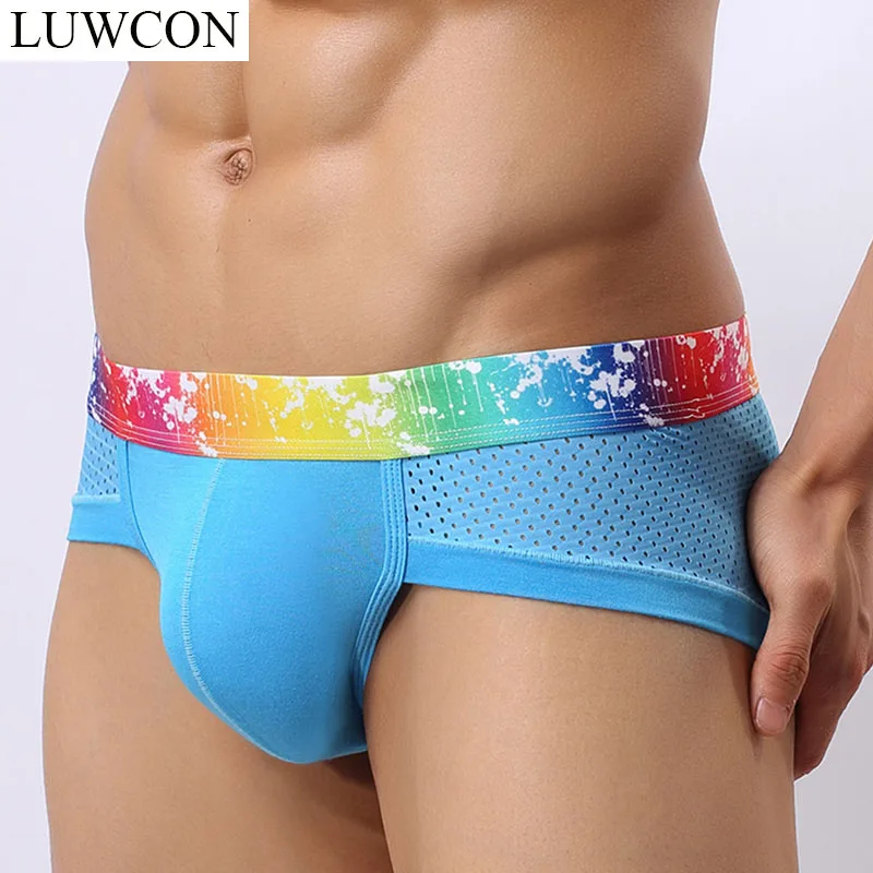 

LUWCON 4Pcs/Lot Men's Underwear Briefs Modal Mesh Underpants Panties Breathable Men Brief DK10