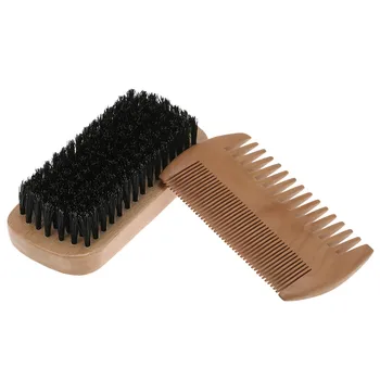 

Men's Shaving Brush Bamboo Brush Kit Male Beard Brush Natural Wood Comb Facial Brush Kit