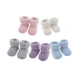 Lawadka 2 пар/лот детские носки хлопковые теплые носки для новорожденных мальчиков и девочек милые Мультяшные носки для малышей однотонные
