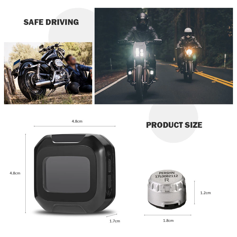 VicTsing M3 Motorcycle Tire Pressure Monitoring System with 2 External Sensors TPMS Motocross Motorbike LCD Screen 0-116 PSI BAR (15)