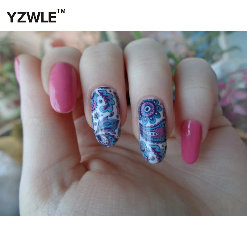 YZWLE 2 узора/набор цветущих цветов водные переводные наклейки для ногтей