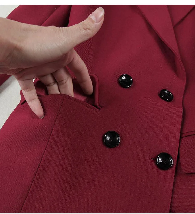 S-XL Для женщин 2017, Новая мода Демисезонный зима Стиль цвет красного вина Брюки для девочек Bodycon костюм комплект одежды из 2 предметов Штаны