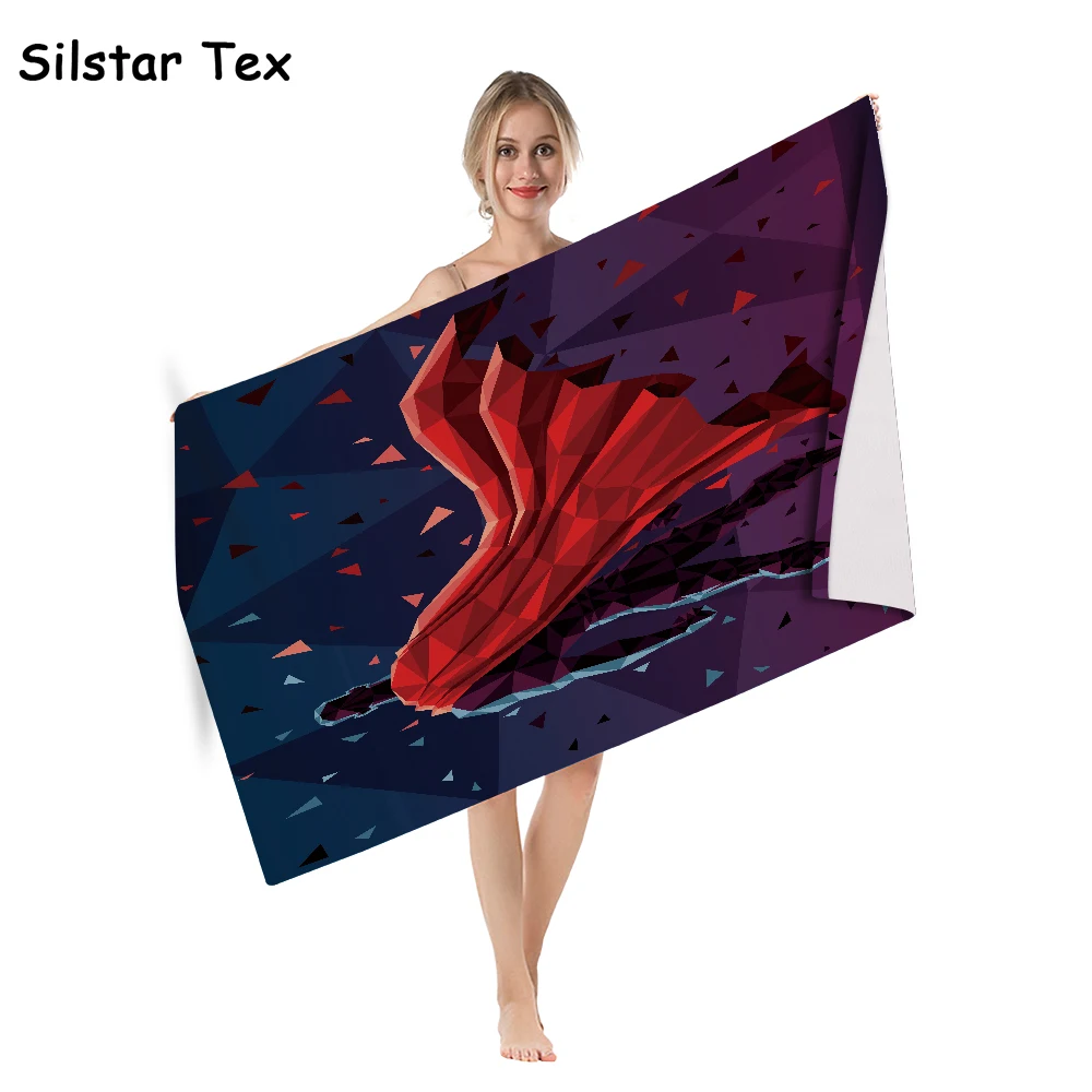 

Silstar Tex Anime Bath Towel Superman Batman Printed Microfiber Beach Towels For Baby Boy Custom Sport Travel Covers