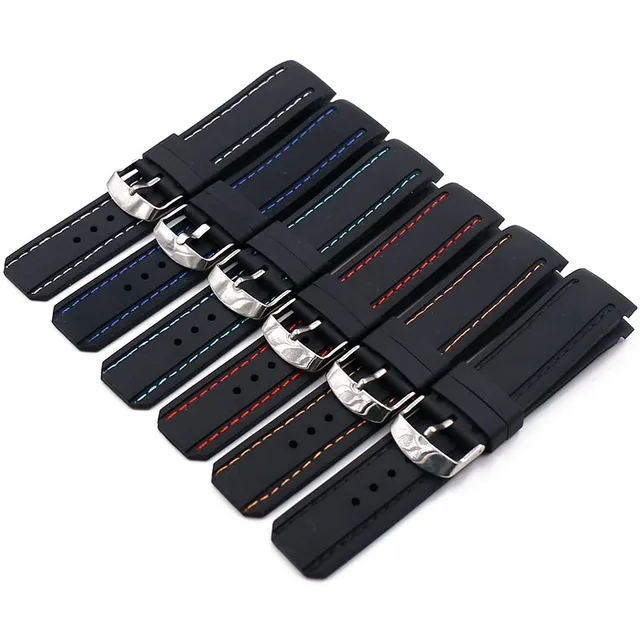 US $3.27 Silicone strap men's watch accessories pin buckle 22mm outdoor sports waterproof watch with female 