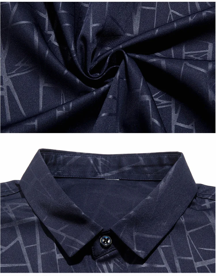 Для мужчин рубашки с длинным рукавом Camisa рубашка узкого кроя с модным принтом Мужские рубашки стилей Бизнес Повседневное Для Мужчин's