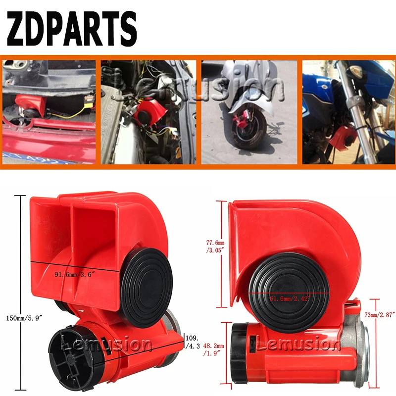 

ZDPARTS For Hyundai Solaris Suzuki Grand Vitara Swift Alfa Romeo Acura Renault Car Automobiles 12V130db Two-Tone Snail Air Horn