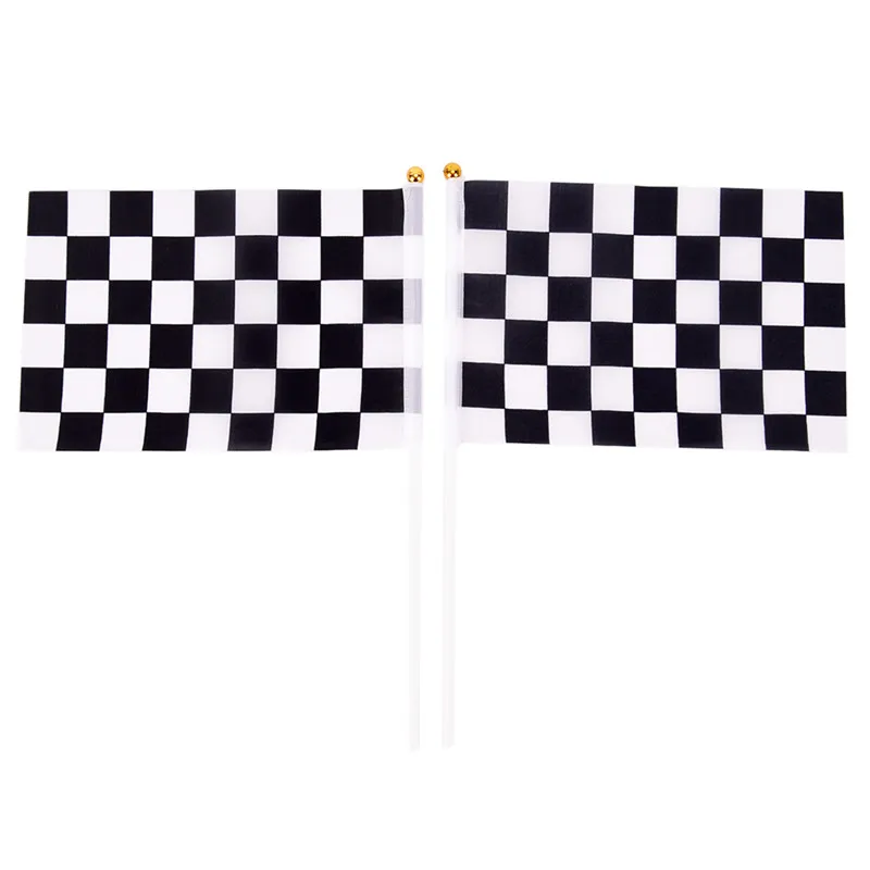 

5 Pc Black and White Chequered F1 Racing Flag Checkered Flag Hand Signal Flags new arrival