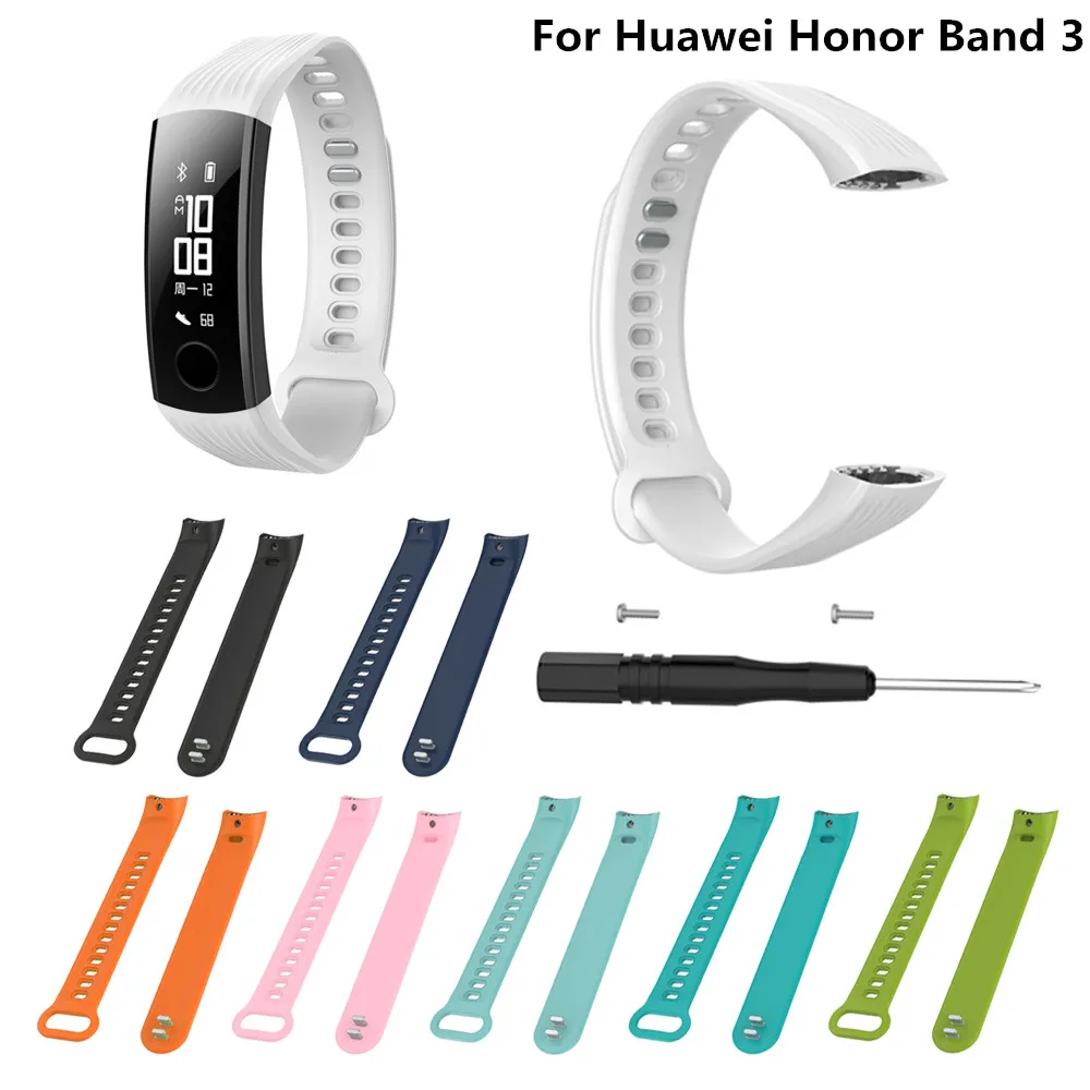 

Sports Silicone Bracelet Soft Strap Wrist Band For Huawei Honor 3 Smart Watch Band With Repair Tool Adjustable M28