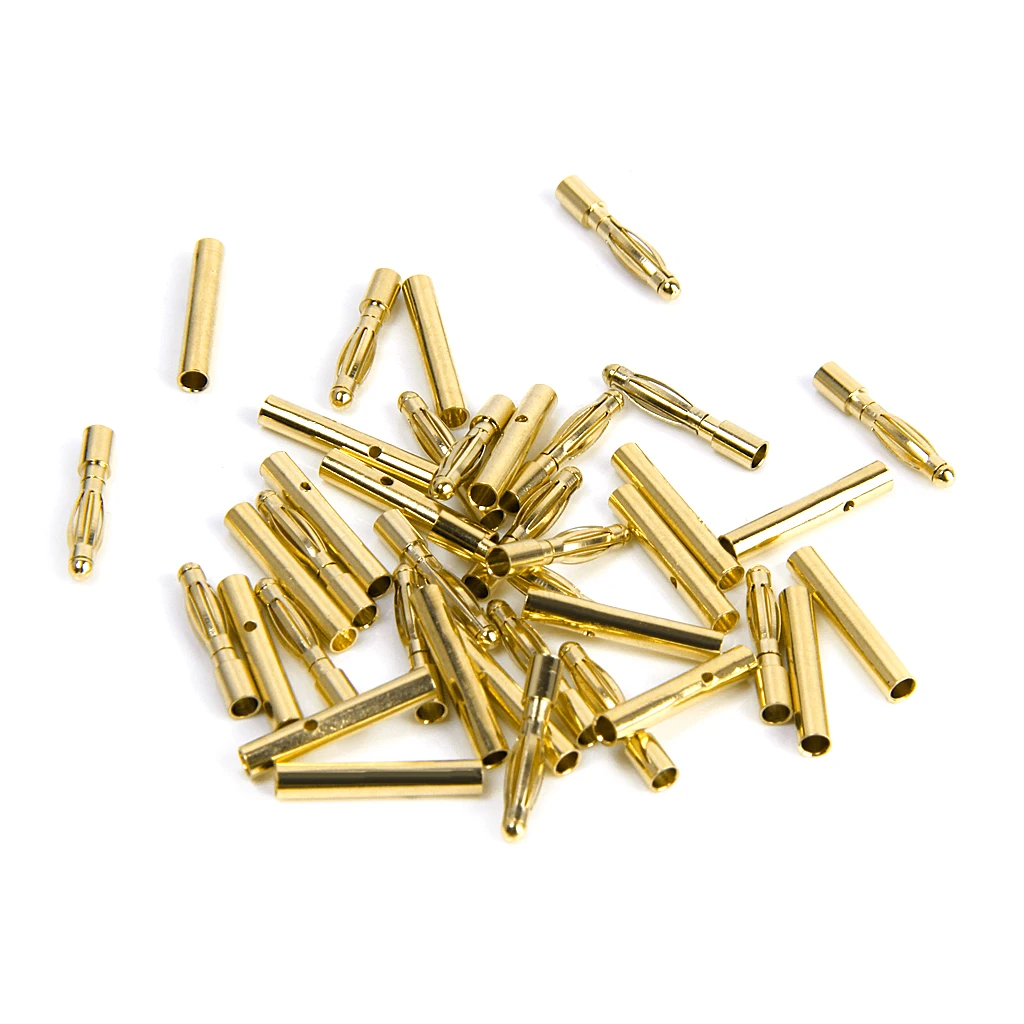 Set of 40PCS Low Resistance 2mm Gold-plated Banana Plug Motor Electronic Connector Male Female