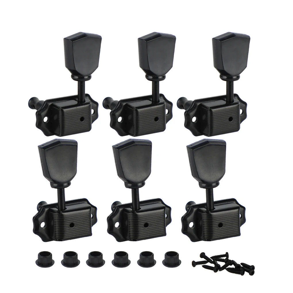 

FLEOR 6PCS Vintage Electric Guitar String Tuning Pegs Tuners Machine Heads Keys 3L3R Black for LP Style Guitar