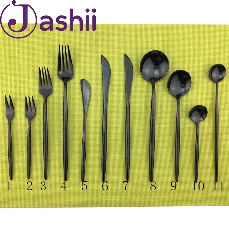 JASHII черный набор столовых приборов 18/10 нержавеющая сталь столовая посуда